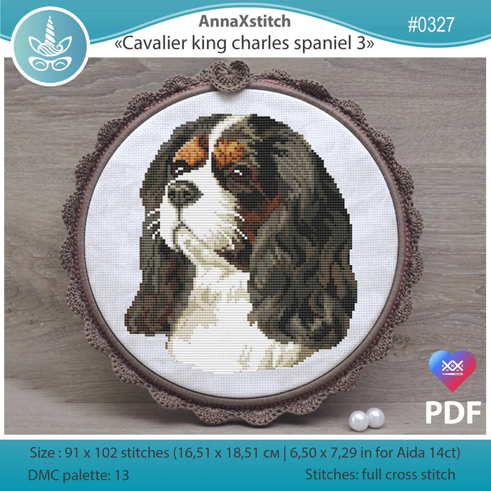 Cavalier king charles spaniel 3 - PDF Cross Stitch Pattern