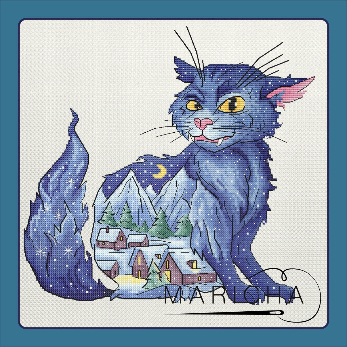 Yule cat - PDF Cross Stitch Pattern - Wizardi