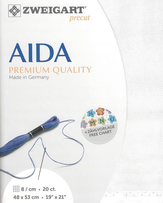 Zweigart Precut Aida extra fine 20 count White 3326/1 - Wizardi