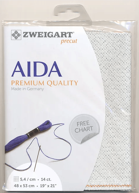 Zweigart Precut Stern-Aida 14 count Silver Flecked White 3706/17 - Wizardi