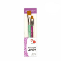 Rosa Studio Paint Brush Set N2 - FOR DECOR synthetic round and flat. 3 pieces (N2,8,20).