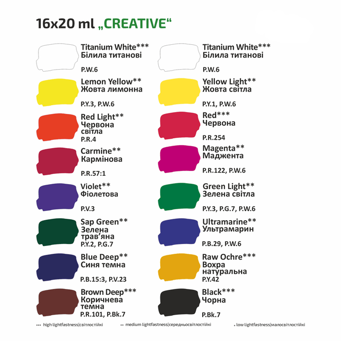 Rosa Studio Gouache Paint Set Creative 16 colors (0.68 oz each)
