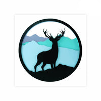 Rosa Talent Deer in the Mountains - 3D Painting Set. Primed Fiberboard. 6 Layers. 11.81*11.81 inches.