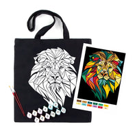 Rosa Talent Neon Lion - Black Shopper Coloring Kit. Ecobag Painting Kit, Cotton 0.03 lb/in2, 14.96*16.54 inches