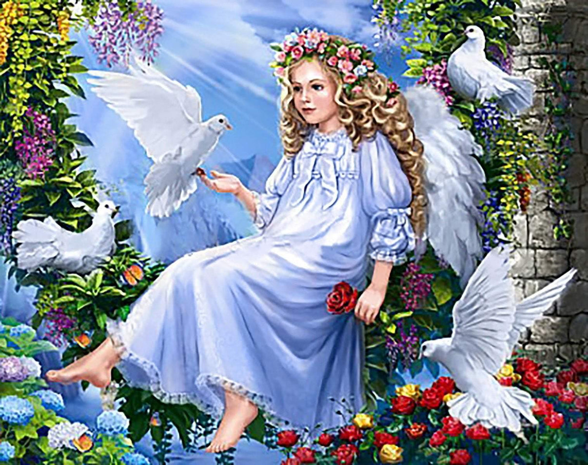 Angel and Doves WD2405 14.9 x 18.9 inches Wizardi Diamond Painting Kit - Wizardi