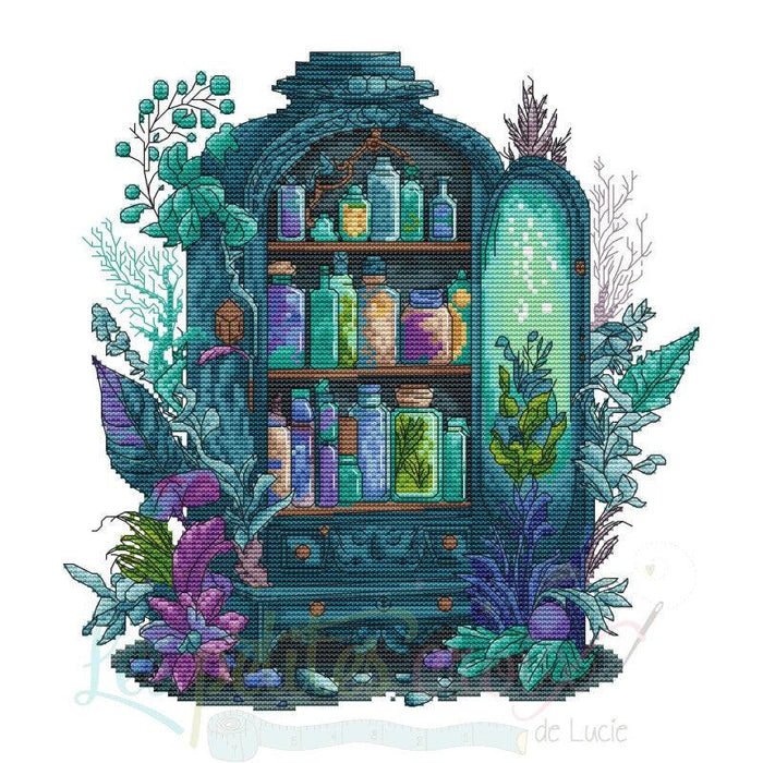 Apothecary Cabinet - PDF Cross Stitch Pattern - Wizardi