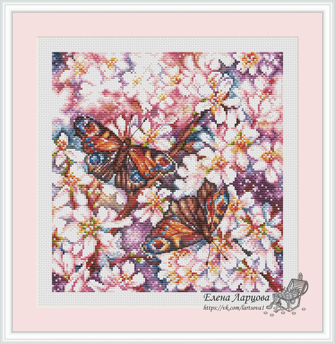 Apple Tree with Butterfly - PDF Cross Stitch Pattern - Wizardi