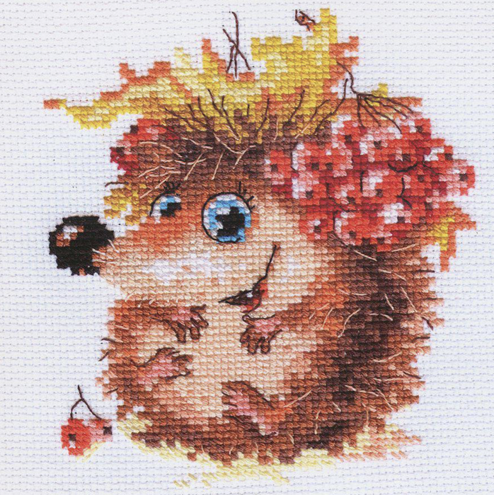 Autumn Hedgehog 0-75 Counted Cross-Stitch Kit - Wizardi