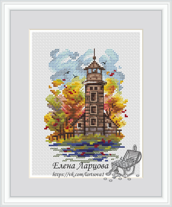 Autumn Lighthouse - PDF Cross Stitch Pattern - Wizardi