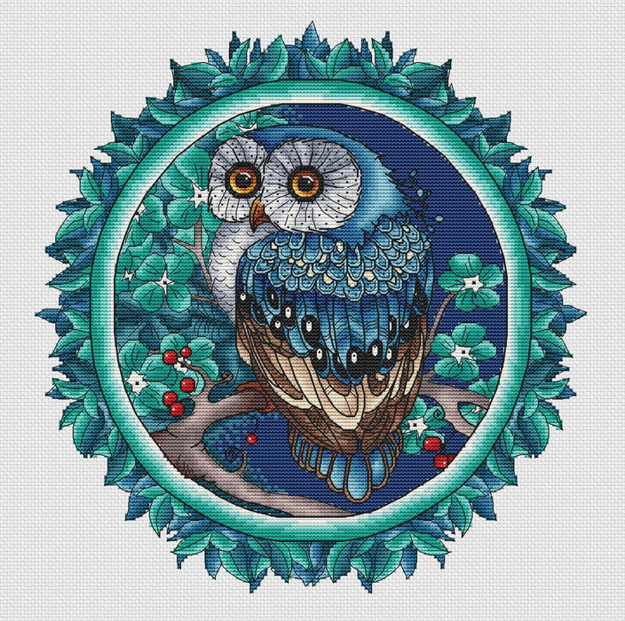 Azure Owl - PDF Cross Stitch Pattern - Wizardi