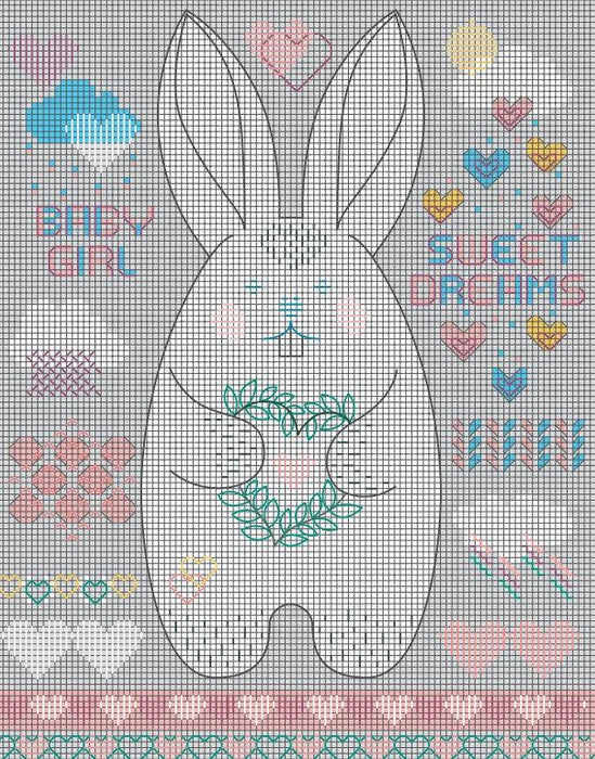 Baby Bunny - PDF Free Cross Stitch Pattern - Wizardi