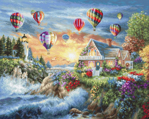 Balloons over Sunset Cove B614L Counted Cross-Stitch Kit - Wizardi