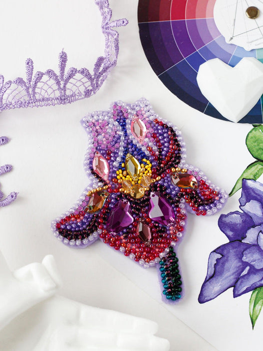 Bead Embroidery Decoration Kit Amethyst iris AD-200 - Wizardi