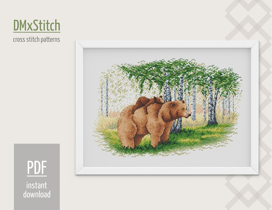 Bear Cross stitch pattern Woodland animal Cross Stitch pdf Modern cross stitch pattern Baby cross stitch Counted cross stitch Nursery Nature - Wizardi