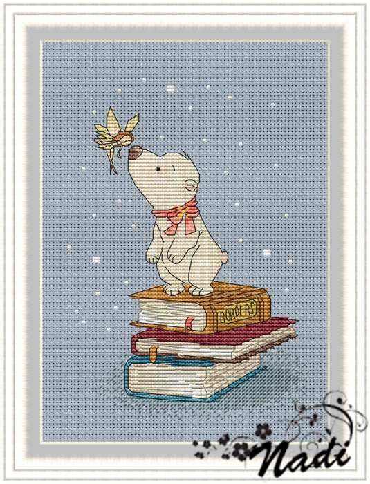 Bear on Books - PDF Cross Stitch Pattern - Wizardi