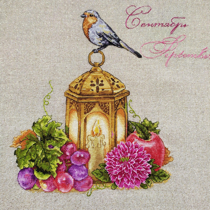 Bird with a Lamp. September. Calendar Series - PDF Cross Stitch Pattern - Wizardi