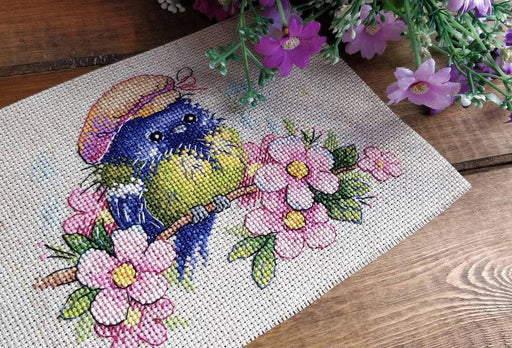 Bird with Flowers M-553 / SM-553 Counted Cross-Stitch Kit - Wizardi