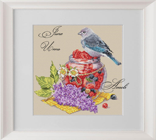 Bird with the Jam. June. Calendar Series - PDF Cross Stitch Pattern - Wizardi