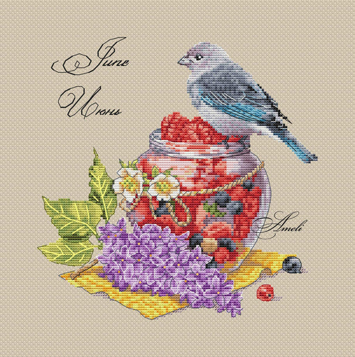 Bird with the Jam. June. Calendar Series - PDF Cross Stitch Pattern - Wizardi