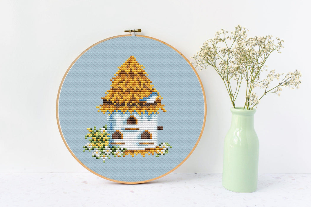 Birdhouse Cross stitch pattern Spring Cross Stitch pdf Modern cross stitch pattern Small cross stitch Easy cross stitch Counted cross stitch - Wizardi