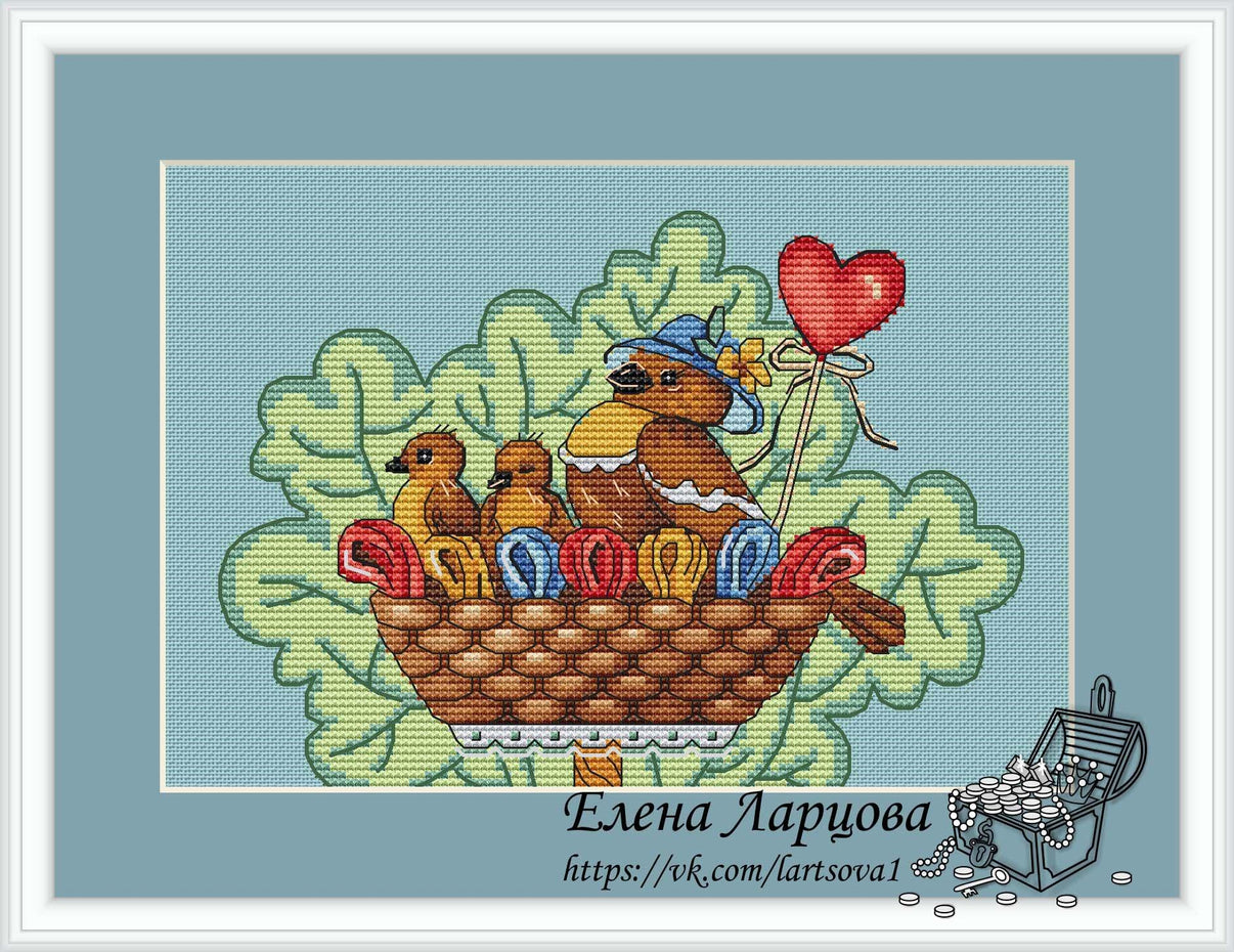 Birds Nest - PDF Free Cross Stitch Pattern - Wizardi