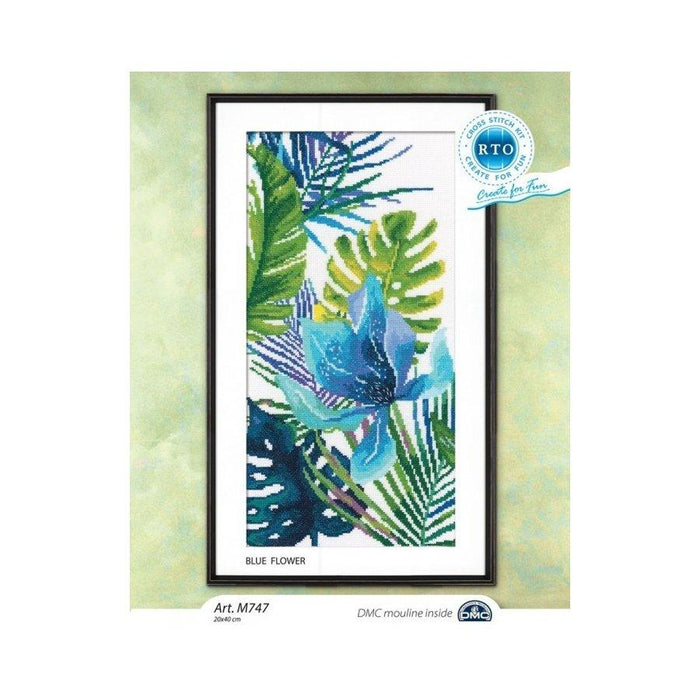 Blue flower M747 Counted Cross Stitch Kit - Wizardi