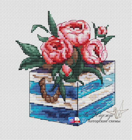 Bouquet of Peonies - PDF Cross Stitch Pattern - Wizardi