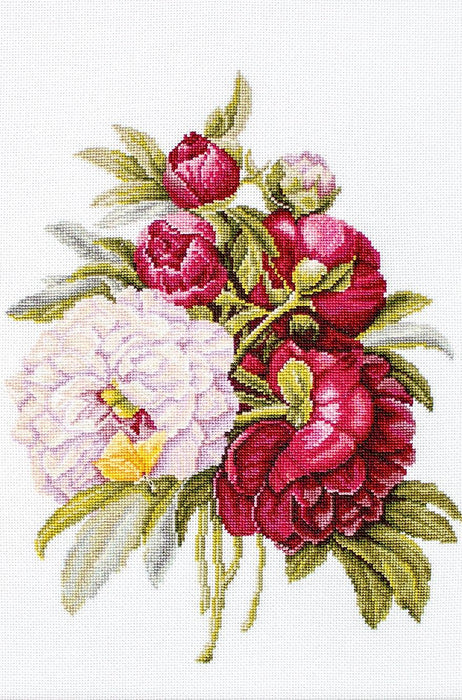 Bouquet with peonies B2354L Counted Cross-Stitch Kit - Wizardi