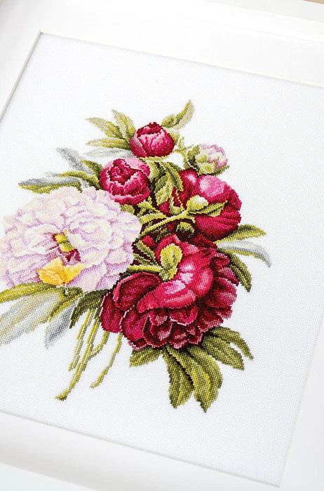 Bouquet with peonies B2354L Counted Cross-Stitch Kit - Wizardi