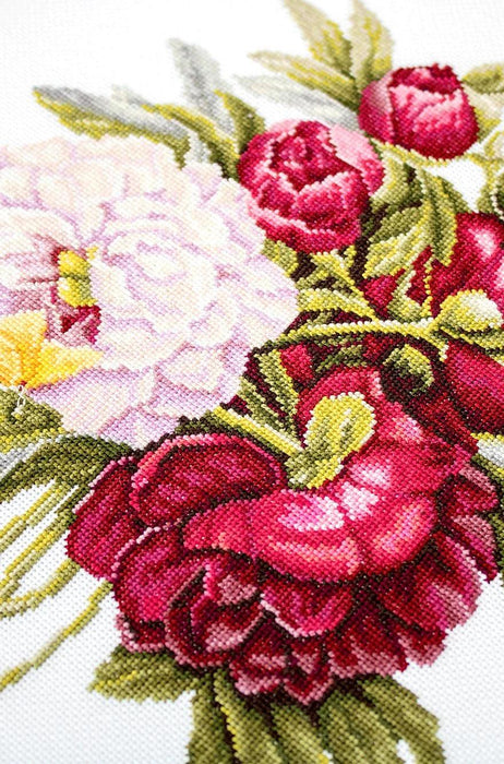 Bouquet with peonies B2354L Counted Cross-Stitch Kit - Wizardi