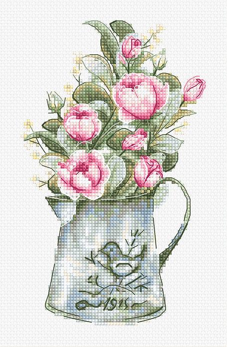 Bouquet with roses B7006L Counted Cross-Stitch Kit - Wizardi