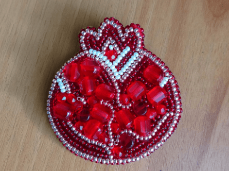 BP-183C Beadwork kit for creating brooch Crystal Art "Pomegranate" - Wizardi