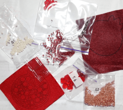 BP-183C Beadwork kit for creating brooch Crystal Art "Pomegranate" - Wizardi