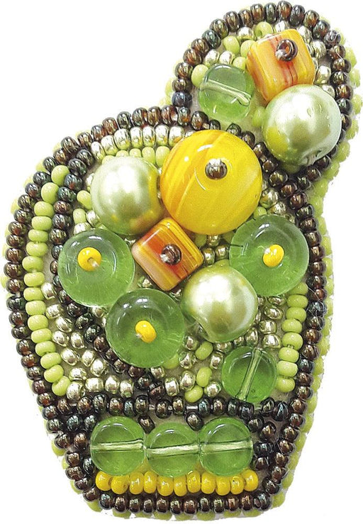 BP-187C Beadwork kit for creating brooch Crystal Art "Bright cactus" - Wizardi