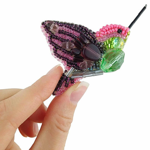 BP-217C Beadwork kit for creating brooch Crystal Art "Fly bird" - Wizardi