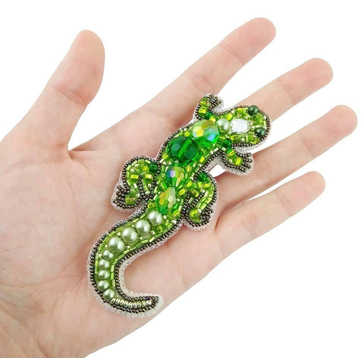 BP-227C Beadwork kit for creating brooch Crystal Art "Lizard" - Wizardi