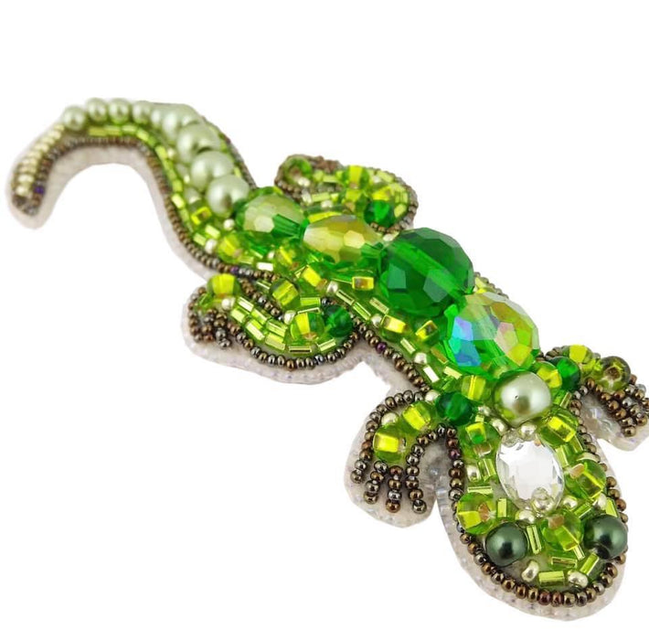 BP-227C Beadwork kit for creating brooch Crystal Art "Lizard" - Wizardi