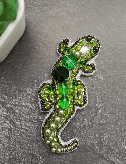 BP-227C Beadwork kit for creating brooch Crystal Art "Lizard" - Wizardi