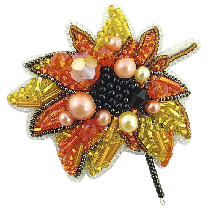 BP-228C Beadwork kit for creating brooch Crystal Art "Sunflower" - Wizardi