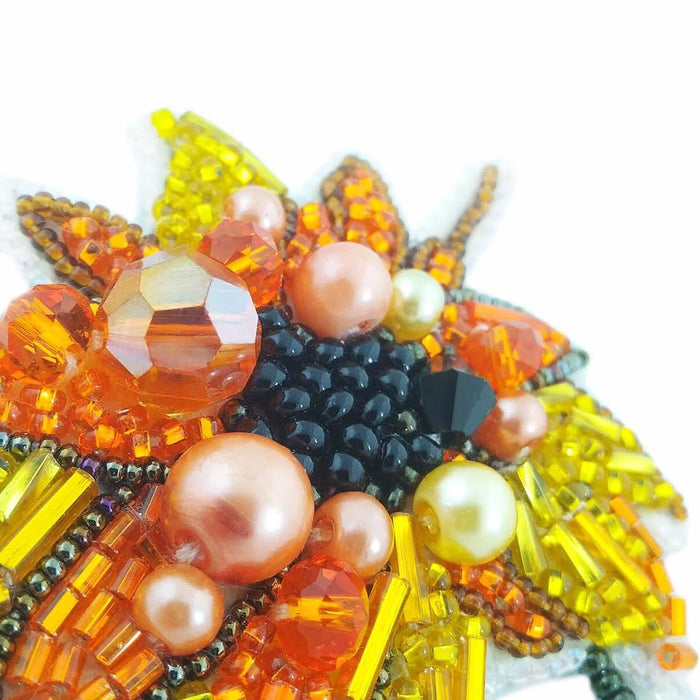 BP-228C Beadwork kit for creating brooch Crystal Art "Sunflower" - Wizardi