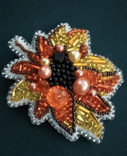 BP-228C Beadwork kit for creating brooch Crystal Art "Sunflower" - Wizardi