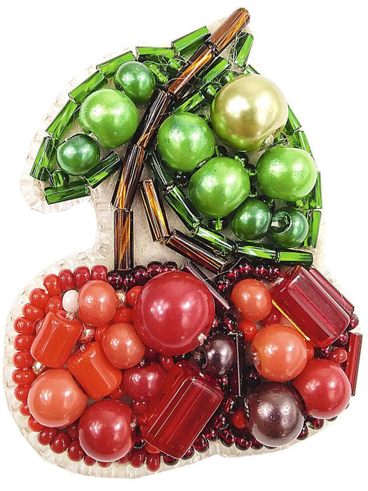 BP-243C Beadwork kit for creating brooch Crystal Art "Cherry" - Wizardi