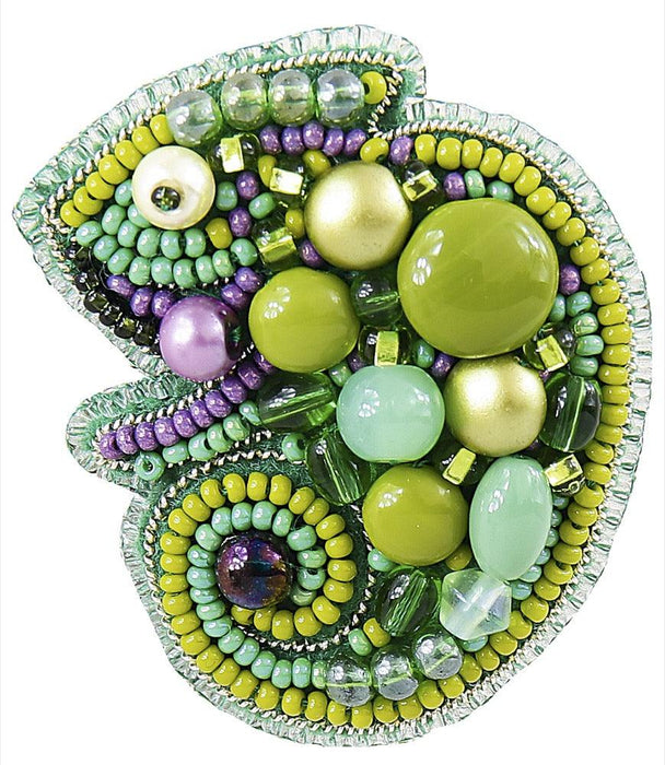 BP-266C Beadwork kit for creating brooch Crystal Art "Chameleon" - Wizardi