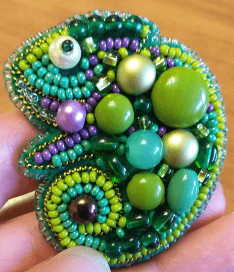 BP-266C Beadwork kit for creating brooch Crystal Art "Chameleon" - Wizardi