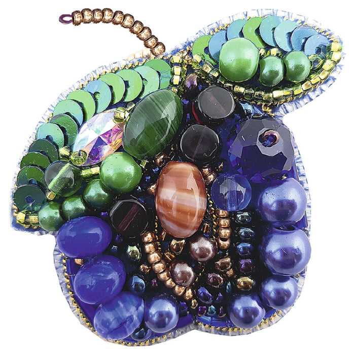 BP-277C Beadwork kit for creating brooch Crystal Art "Plum" - Wizardi