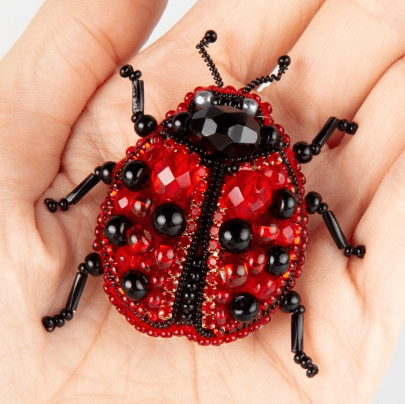 BP-318C Beadwork kit for creating brooch Crystal Art "Ladybug" - Wizardi