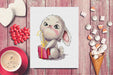 Bunny with a gift - PDF Cross Stitch Pattern - Wizardi