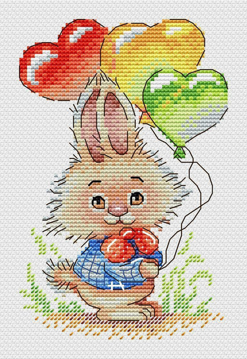 Bunny with Balloons SM-556 Counted Cross Stitch Kit - Wizardi