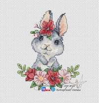 Bunny. With Red Poppies - PDF Cross Stitch Pattern - Wizardi