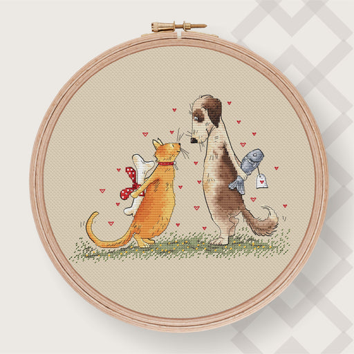 Cat and Dog - PDF Counted Cross Stitch Pattern - Wizardi